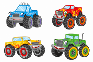 Мультяшные монстр-траки. Вектор