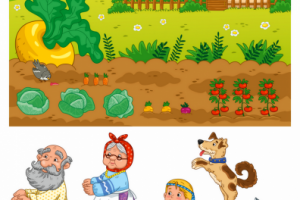 Персонажи и фон для детской игры "Репка"