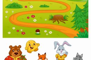 Персонажи и фон для детской игры "Колобок"