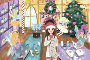 Новогодняя иллюстрация с корпоративным героем