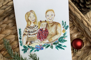 Стилизованный портрет акварелью