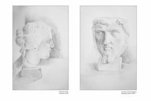 Академический рисунок, гипсовые головы.