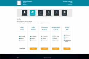 Интерфейс личного кабинета компании Zixgen (тарифы)