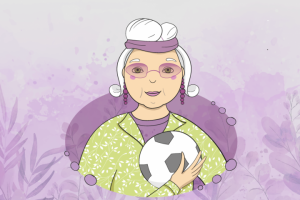 Иллюстрация активной бабулечки для сайта сиделок