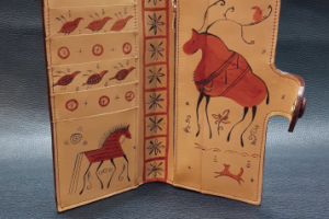 кошелек в стиле мезенской росписи, авторская композиция