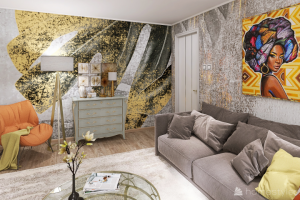 Дизайн проект Гостиная комната в разных стилях