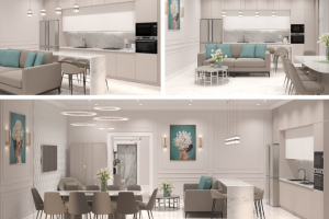 Кухня-гостиная неоклассика