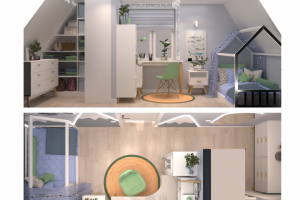 Дизайн проект детской на мансарде