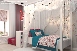 Спальня для девушки с балдахином