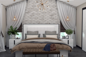 Спальня с ванной на мансарде