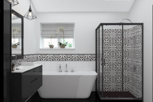 Спальня с ванной на мансарде