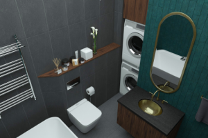 Ванна с изумрудной плиткой