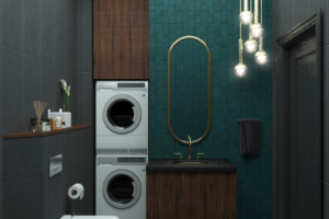 Ванна с изумрудной плиткой