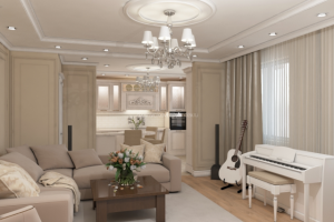 Кухня-гостиная неоклассика