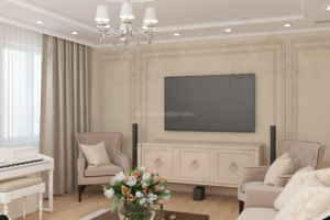 Кухня-гостиная неоклассика