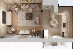 Кухня-гостиная неоклассика