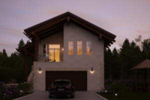 Визуализация загородного дома ночь