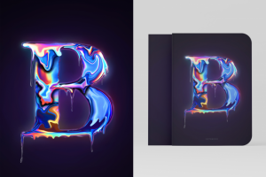 Отрисовка стилизованной буквы для тетради по биологии