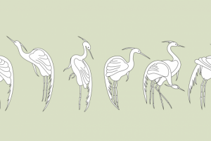 Отрисовка цапель для гравировки на камне