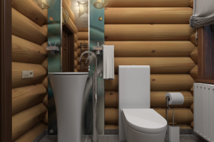 ванная комната в деревянном  доме