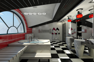 Черное красное ванная комната