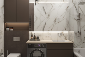 Санузел современный в шоколадном цвете