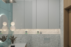 Ванна с голубой плиткой