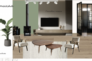 Гостиная с акцентной стеной