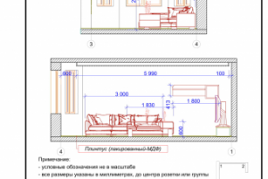 Развертка зала по осям 3-4 и 4-1