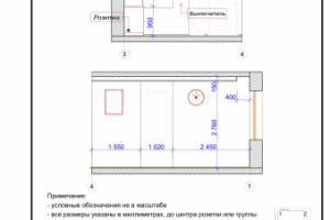 Развертка кухни по осям 3-4 и 4-1