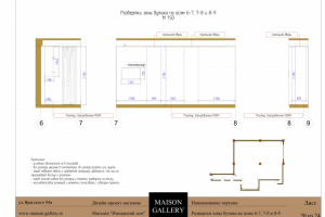 Развертки зоны бутика по осям 6-7, 7-8 и 8-9
