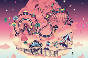 Парк аттракционов в сладкой вате