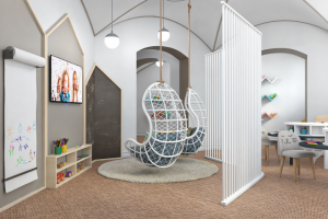 Визуализация кабинета с детской комнатой