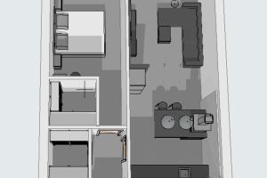 План расстановки мебели. Двухкомнатная квартира-студия.