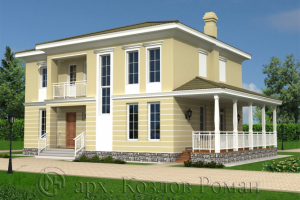 Типовой проект 2 эт. газобетонного дома. 194.4 кв. м.