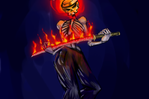 Самурай Спуки Скилет Чел