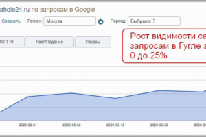 Рост видимости сайта по запросам в Гугле за 3 мес. с 0 до 25%