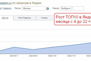 Рост запросов в ТОП10 Яндекса за 2 мес. в 5,5 раза