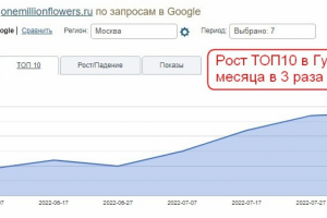 Рост запросов в ТОП10 Гугла за 2 мес. в 3 раза