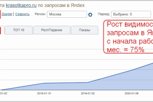 Рост видимости в Яндексе за 3 мес. на 75%