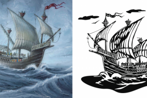 Отрисовка корабля для гравировки