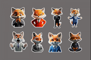 Стикеры Лис в деле" 3D настроения.