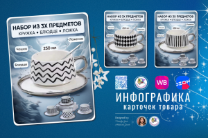 Посуда. Набор из 3х предметов в скандинавском стиле