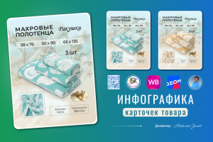 Инфографика махровых полотенец "Ракушки"