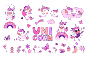 Милая Единорог-девочка. Набор с дополнительными элементами.