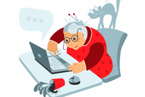 бабуля за ноутбуком