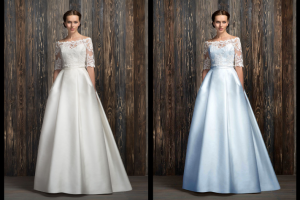 ретушь платья в нежно-голубой цвет