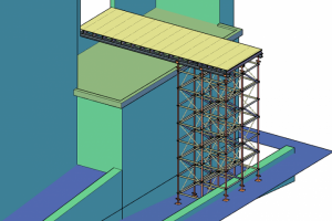 "Стол" из лесов строительных для заезда техники в здание