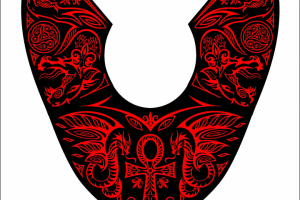 Эскиз машинной вышивки на детали одежды.