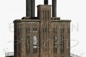 Старая фабрика с трубами и окружением